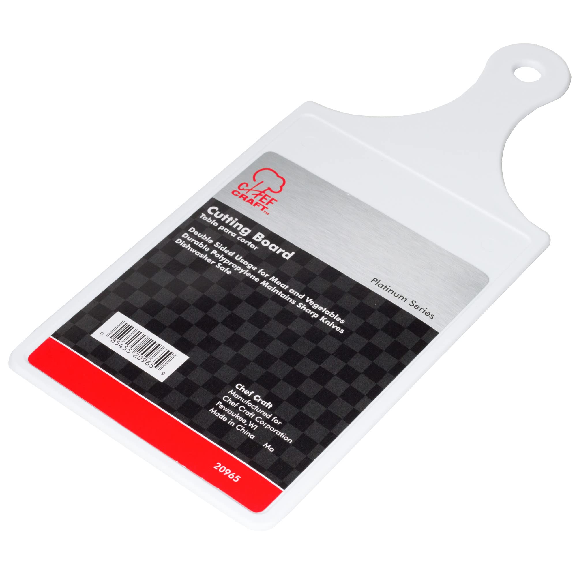 Chef Craft Plastic Cutting Board, 8 x 5 inch, 12 inch in length, White