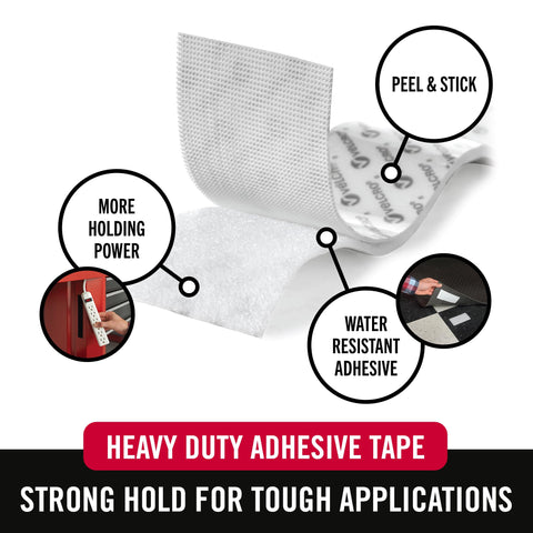 VELCRO Brand - Industrial Strength | Indoor & Outdoor Use | Superior Holding Power on Smooth Surfaces | Size 10ft x 2in | Tape, White - Pack of 1