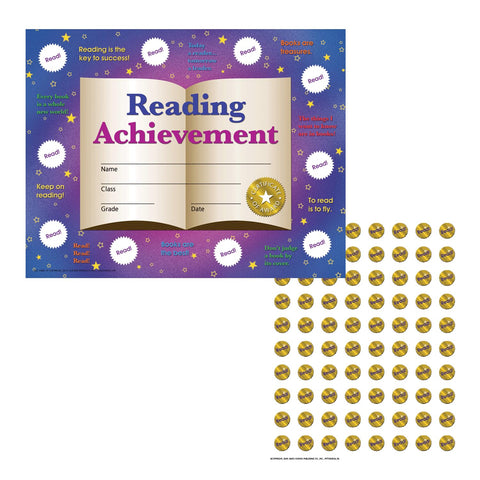 Hayes School Publishing Reading Achievement Stick-to-It Reward Certificate, 8-1/2 X 11 in Multi