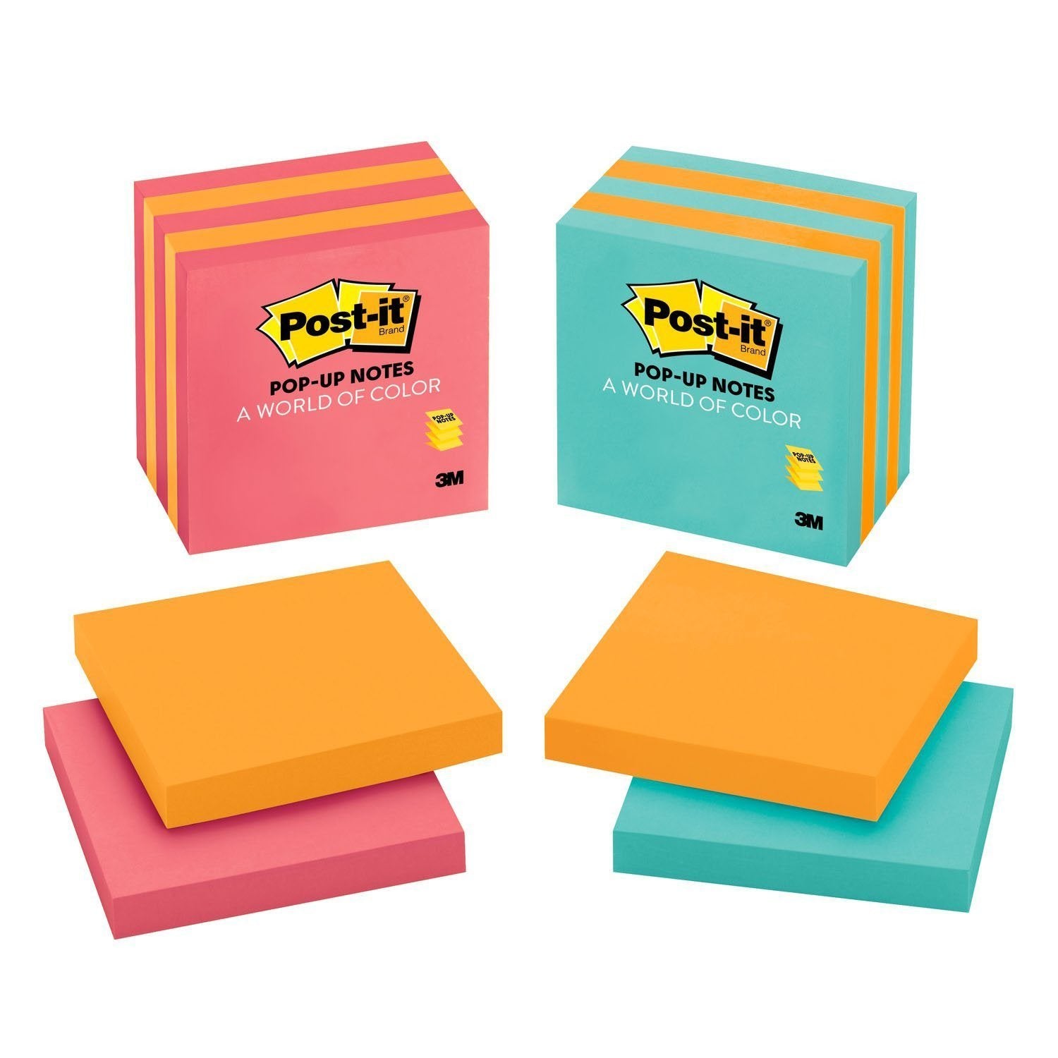 Post-it Pop-up Notes, 3x3 in, 5 Pads, America's #1 Favorite Sticky Notes, Assorted Colors, Clean Removal, Recyclable (3301-5ALT-M)