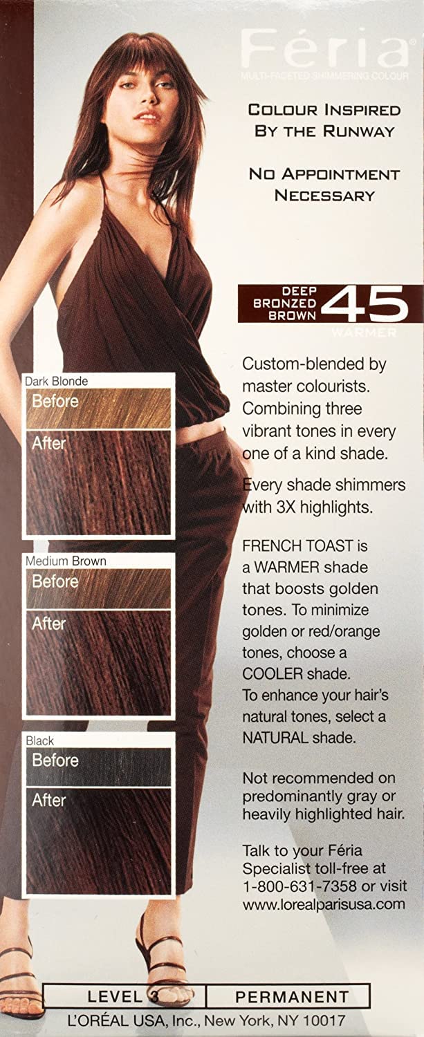 L'Oreal Paris Feria Permanent Haircolour Gel Deep Bronzed Brown 45 Warmer