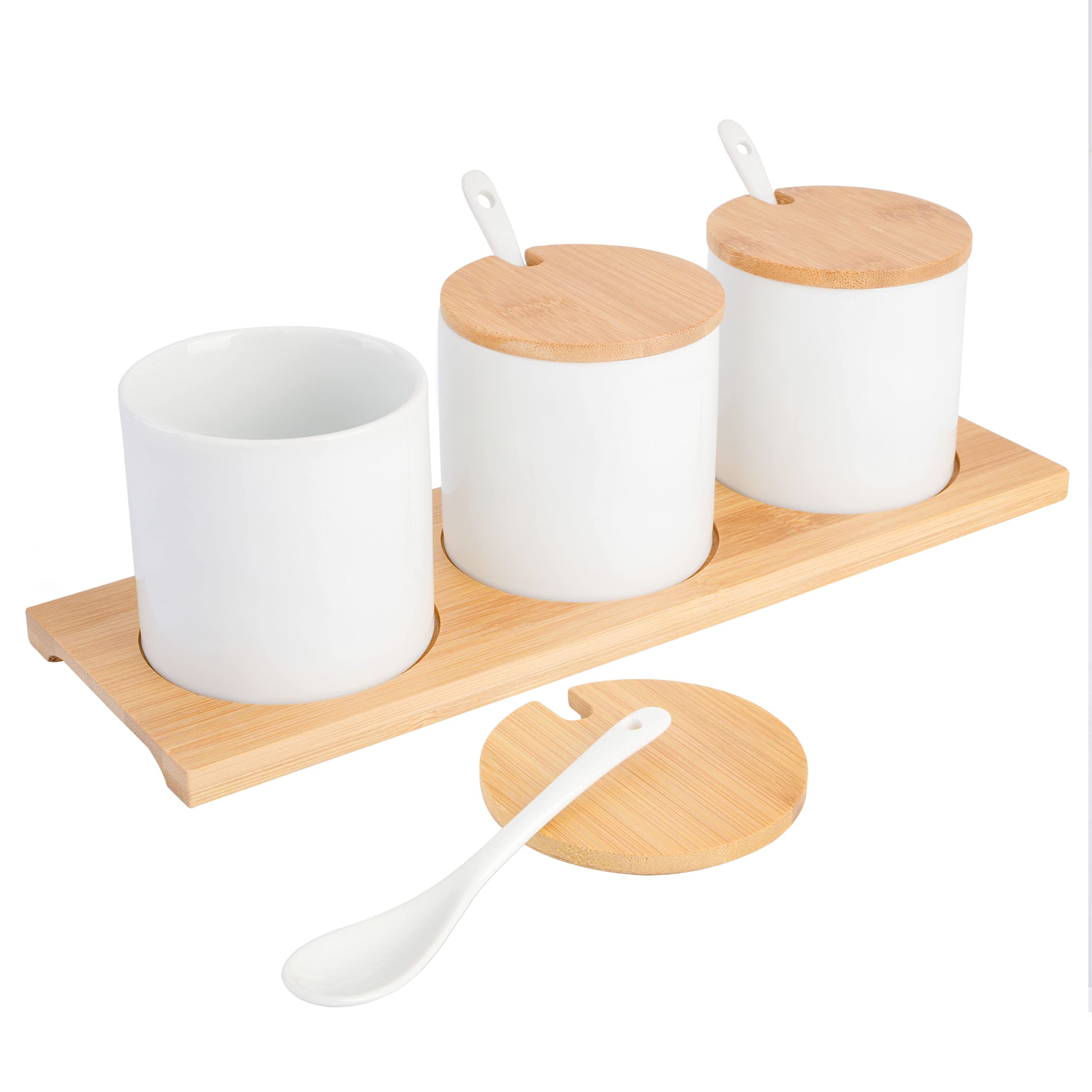 Gibson Home Gracious Dining Dinnerware, 10pc Condiment Jars w/Spoons, White