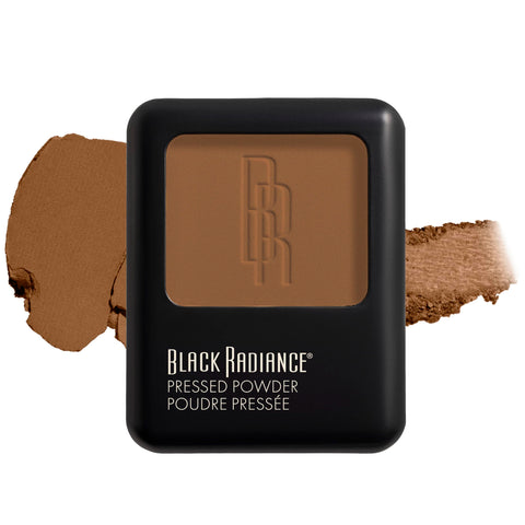 Black Radiance Pressed Powder, Pigment-Rich Matte Finish for Medium Skin Tones, Oil-Absorbing Compact with Mirror & Sponge - Bronze Glow