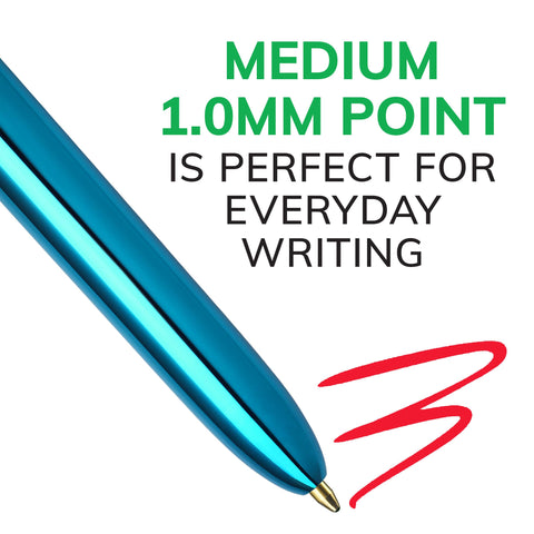 BIC 4 Color Shine Retractable Ballpoint Pen with 1.0 mm Medium Point and Easy Portability, 2-Count in Assorted Ink