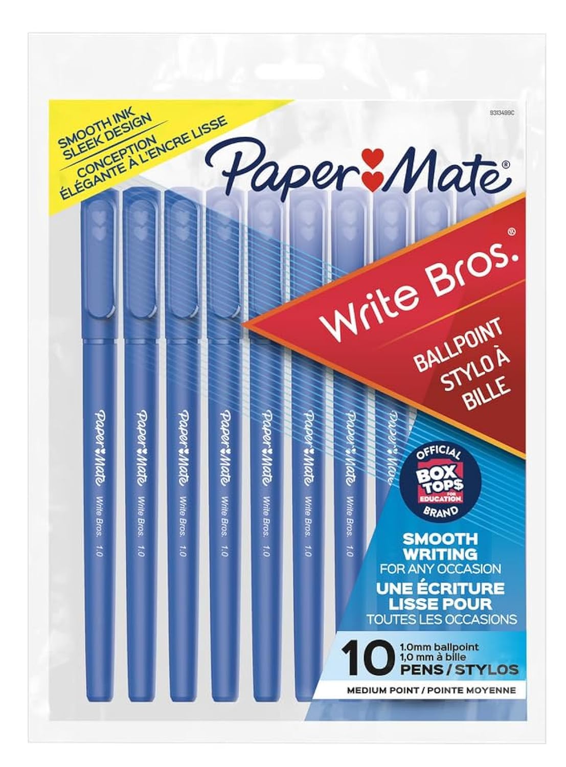 Paper Mate 9313499 Blue Medium Tip Write Brothers Stick Ballpoint Pens 10 Count