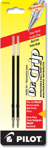 PILOT Dr. Grip Ballpoint Ink Refills for Retractable Pens, Fine Point, Red Ink, 2-Pack (77212)