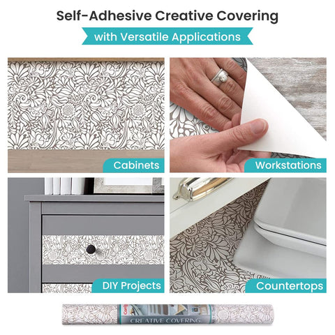 Con-Tact Brand Creative Covering, Self-Adhesive Shelf Liner, Multi-Purpose Vinyl Roll, Easy to Use and Apply, 18'' x 16', Batik Taupe
