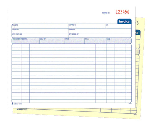 Adams Invoice Book, 2 Part, Carbonless, 8.38 x 7.19 Inches, 50 Sets per Book, White and Canary (D8740)