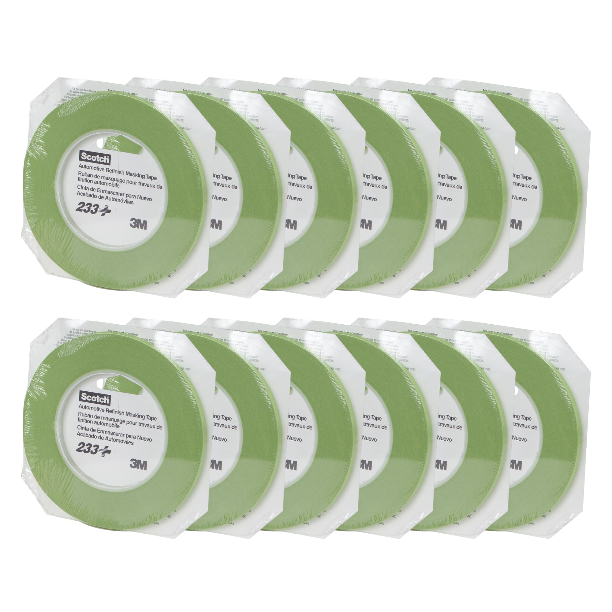 Scotch Performance Masking Tape 233+, 26344, Flexible, Moisture Resistant, Green Color, 6 mm x 55 mm, Automotive Masking Tape