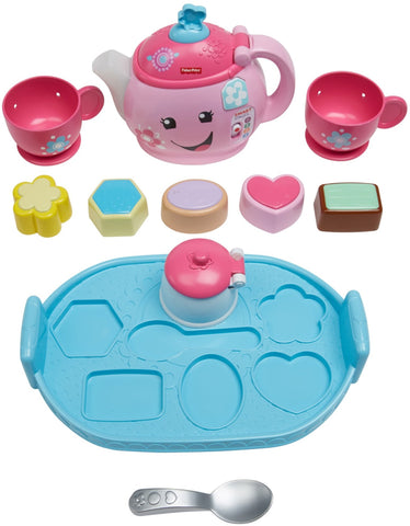 Fisher-Price Toddler Toy Laugh & Learn Sweet Manners Tea Set with Smart Stages Learning Songs for Pretend Play Kids Ages 18+ Months