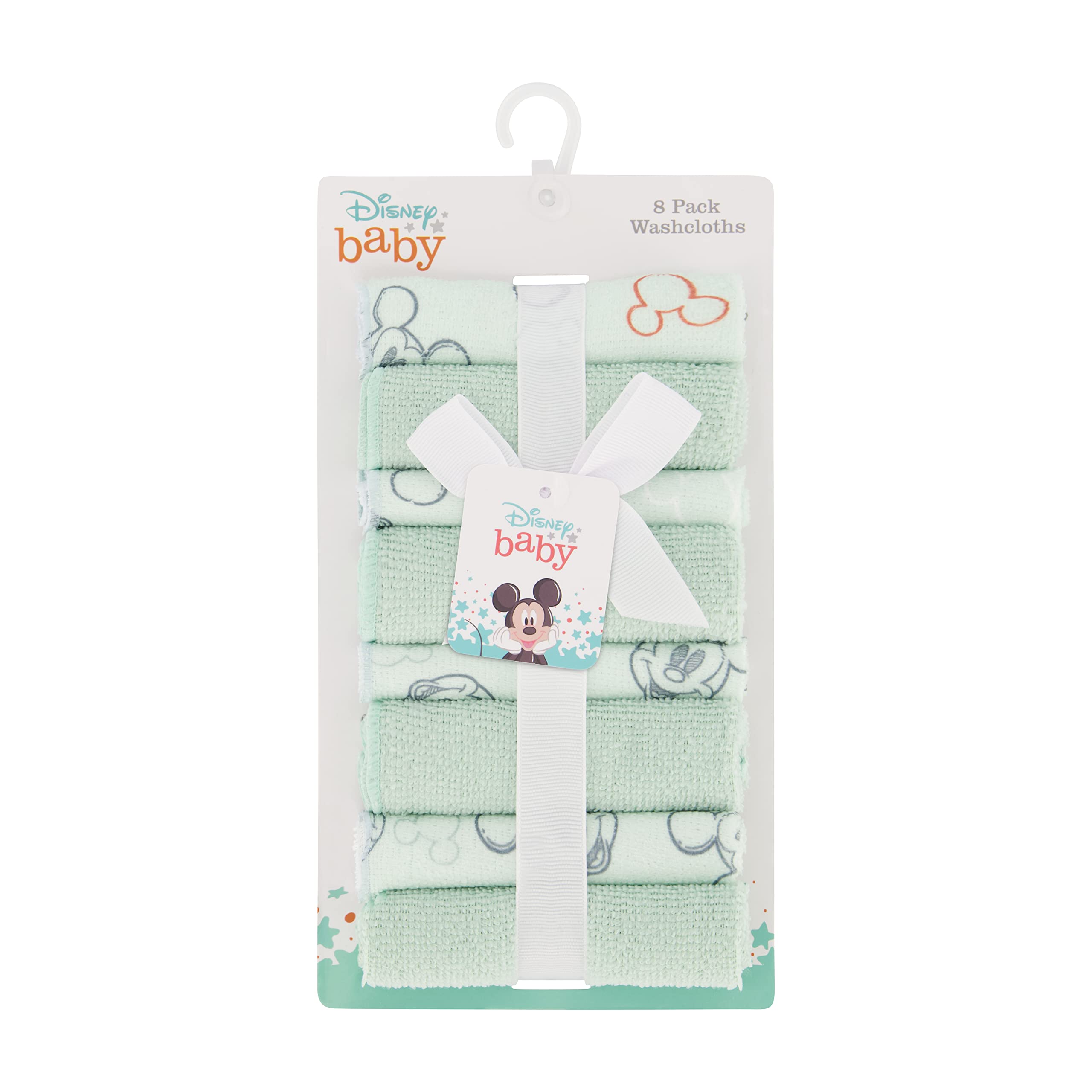 Disney Cudlie Baby Washcloths with Nursery Characters | 8 Pack of Kids Washcloths for Bath and Baby Stuff for Newborns