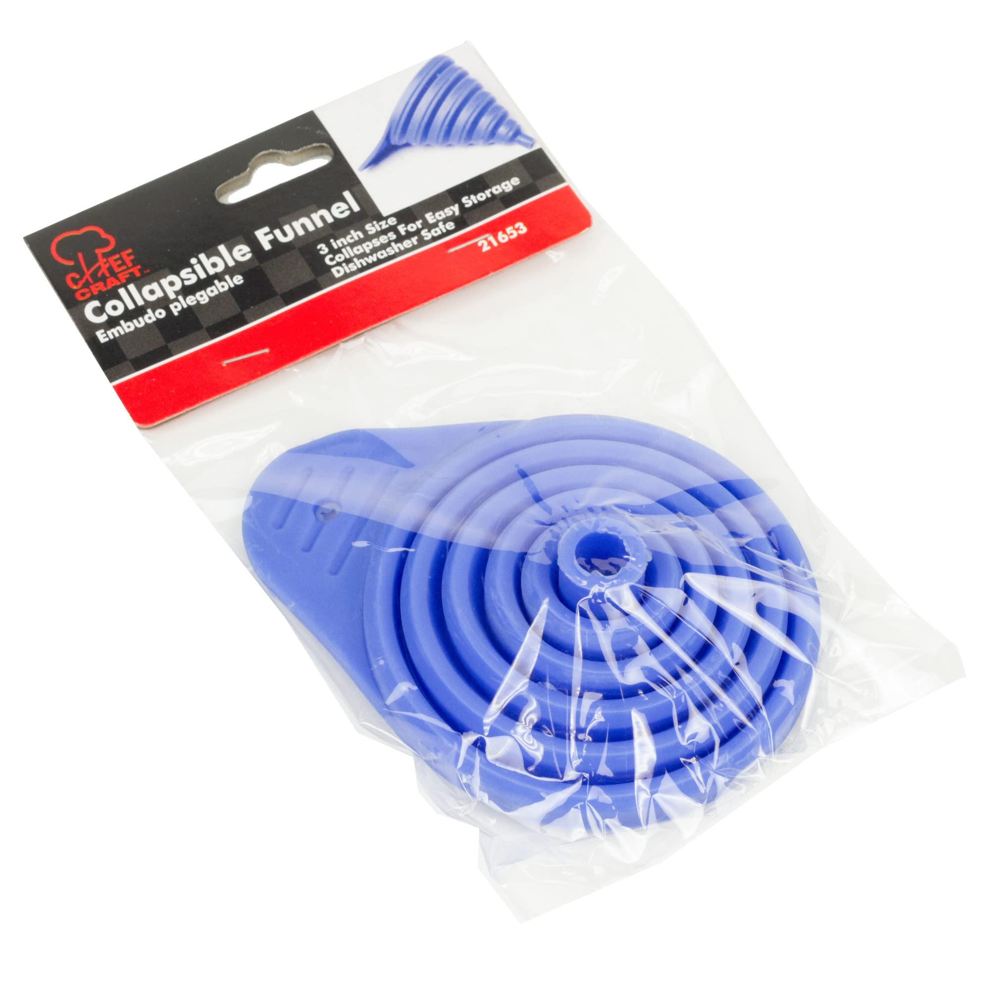 Chef Craft Select Plastic Collapsible Funnel, 3 inches in diameter, Blue