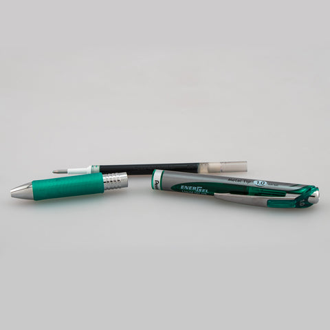 Pentel EnerGel RTX Retractable Liquid Gel Pen, (1.0mm), Bold Line, Metal Tip, Green Ink, Pack of 2 (BL80BP2D)