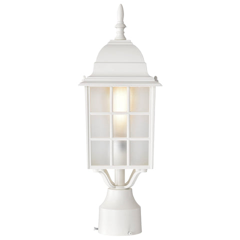 Nuvo Lighting 60/4907 Adams One Light Post Lantern 100 Watt A19 Max. Frosted Glass White Outdoor Fixture