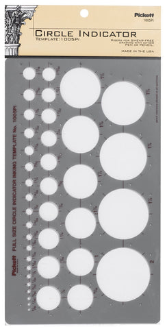 Pickett Circle Indicator Template, Range From 3/64 to 2 Inches in Diameter (1005PI)