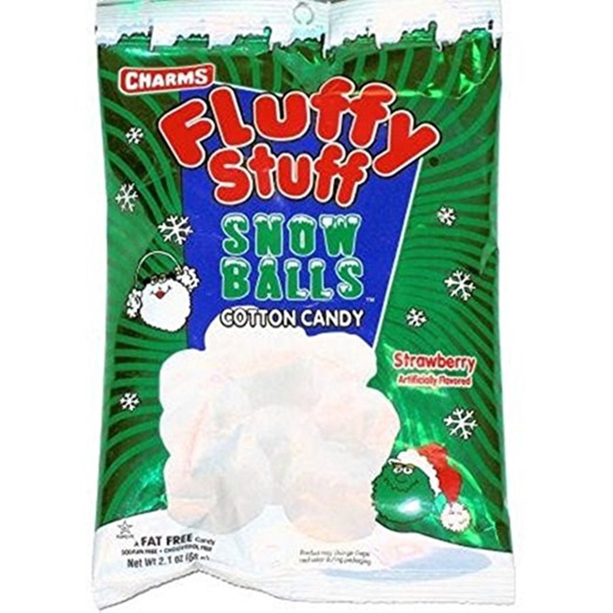 Fluffy Stuff Snow Balls Stawberry Flavored Cotton Candy, 2.1 oz, Pack of 3