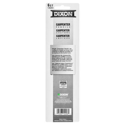DIXON Industrial Carpenter Pencils, Medium, Black and Silver, 6-Pack, (14206)