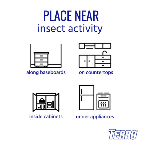 TERRO Ant & Roach Bait T360 4-Pack - Indoor Ant Killer and Roach Killer, Pre-Filled Dual Bait Stations Attract and Kill Ants, Roaches, and Silverfish, Ready-To-Use Indoor Bait with Twist Tab