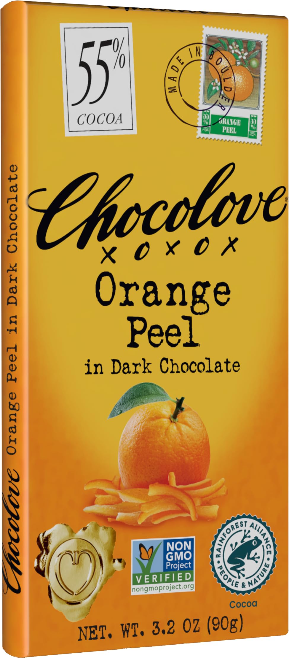 Chocolove, Orange Peel in Dark Chocolate, 3.2 oz