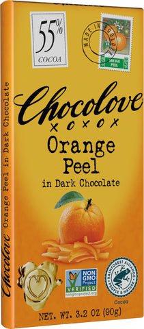 Chocolove, Orange Peel in Dark Chocolate, 3.2 oz