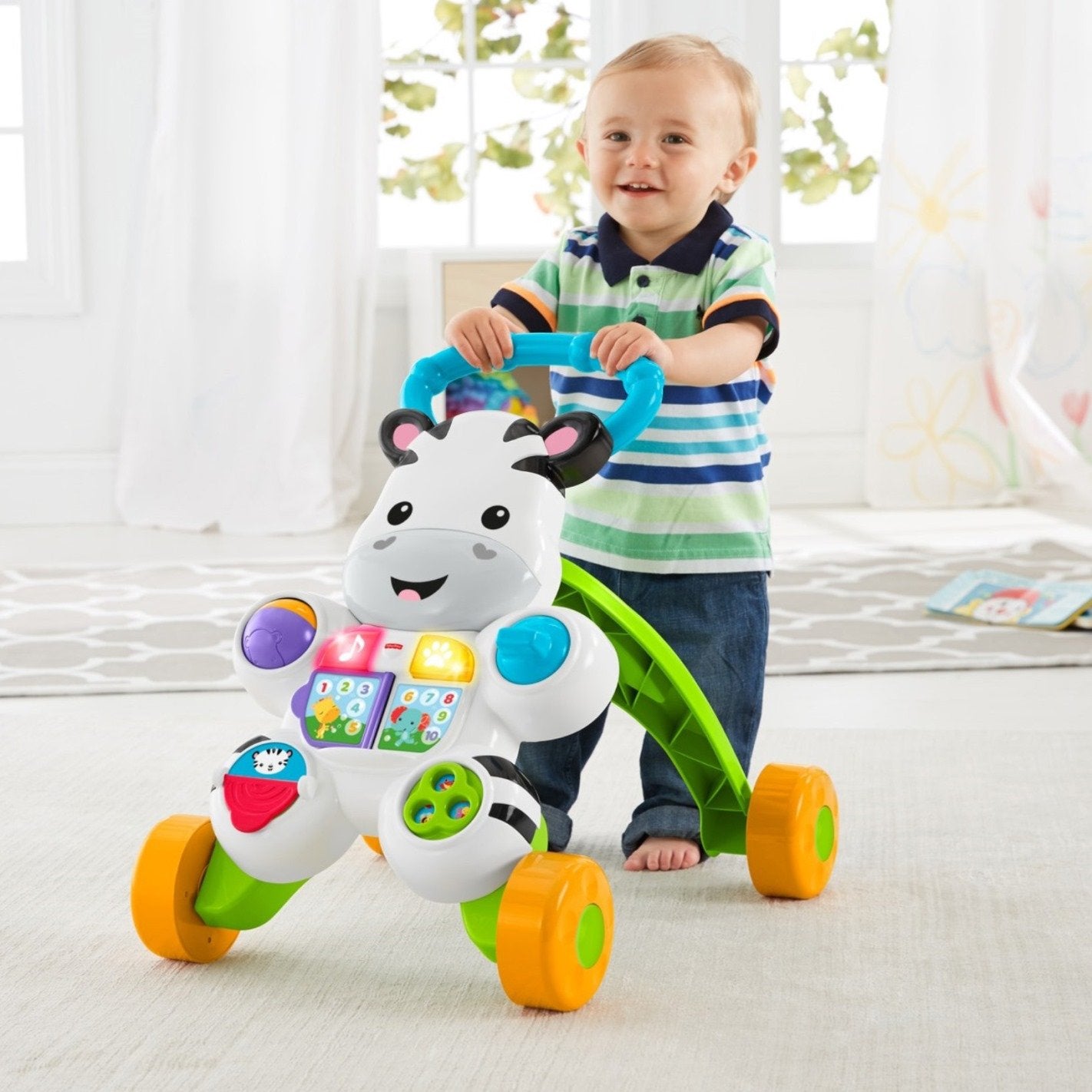Fisher-Price Baby to Toddler Toy, Learn with Me Zebra Walker with Educational Music Lights & Activities for Infants Ages 6+ Months