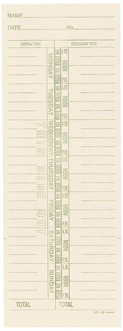 Adams Time Cards, Weekly, 1-Sided, Named Days, 3-3/8" x 9", Manila, Green Print, 200-Count (9659-200)