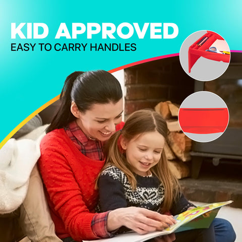 MAVOCRAFT Foldable Kids Lap Tray with Storage - Portable Lap Desk Kids & Adults - Kids Lap Desk for Breakfast in Bed, Serving Tray, Car Desk & Gaming (Red)