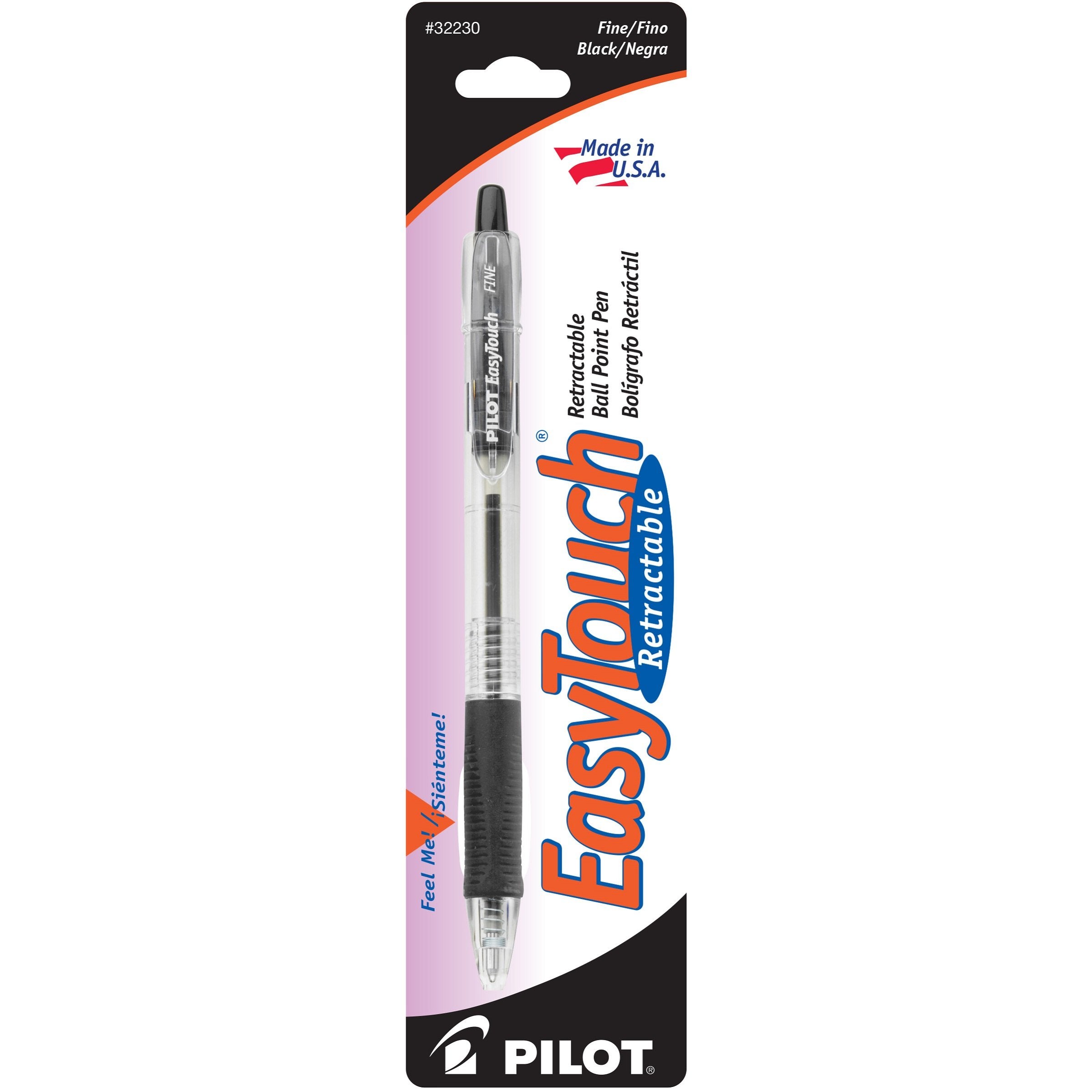 PILOT EasyTouch Refillable & Retractable Ballpoint Pens, Fine Point, Black Ink, Single Pen (32230)
