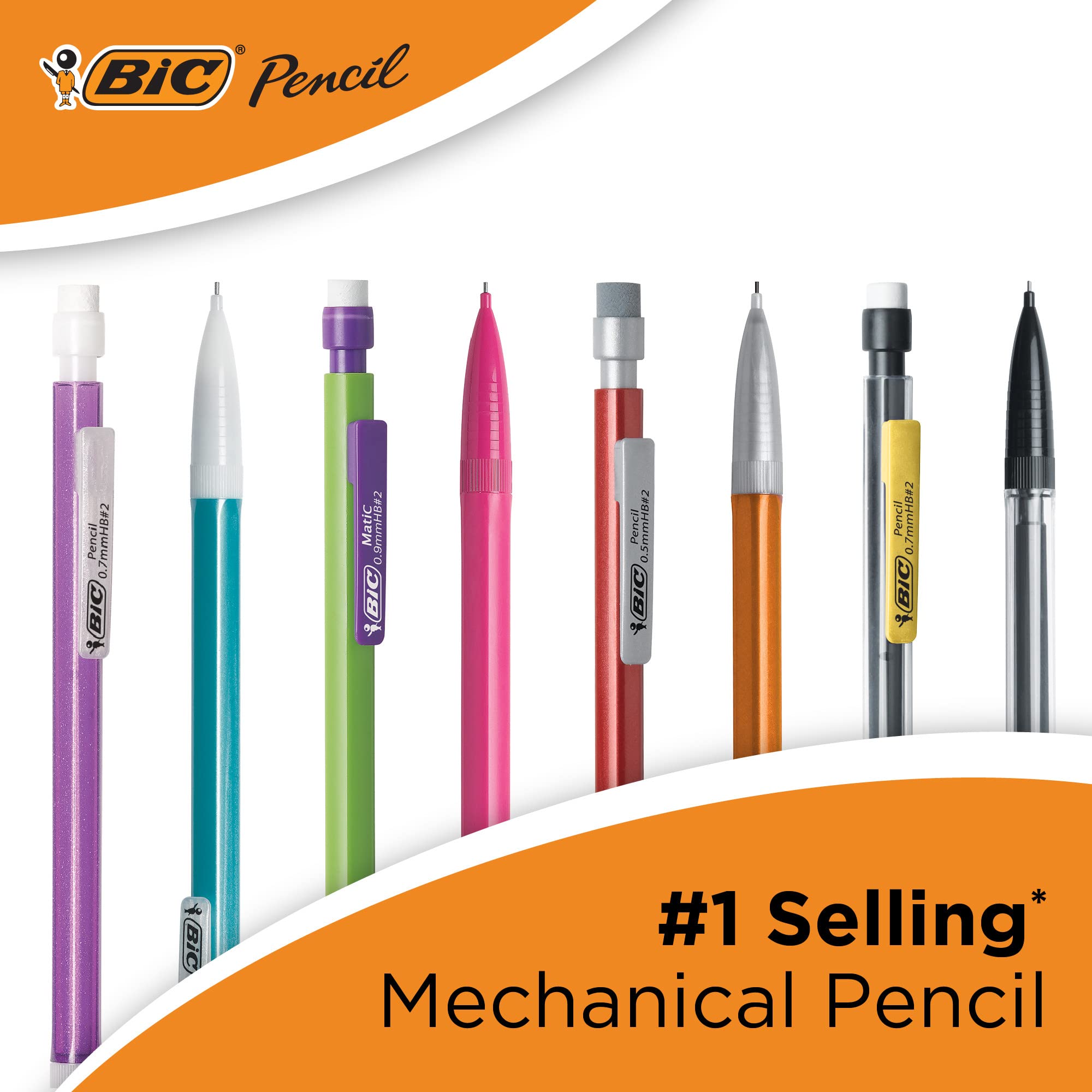 BIC Xtra-Precision Mechanical Pencils with Erasers, Fine Point (0.5mm), 5-Count Pack Mechanical Drafting Pencil Set