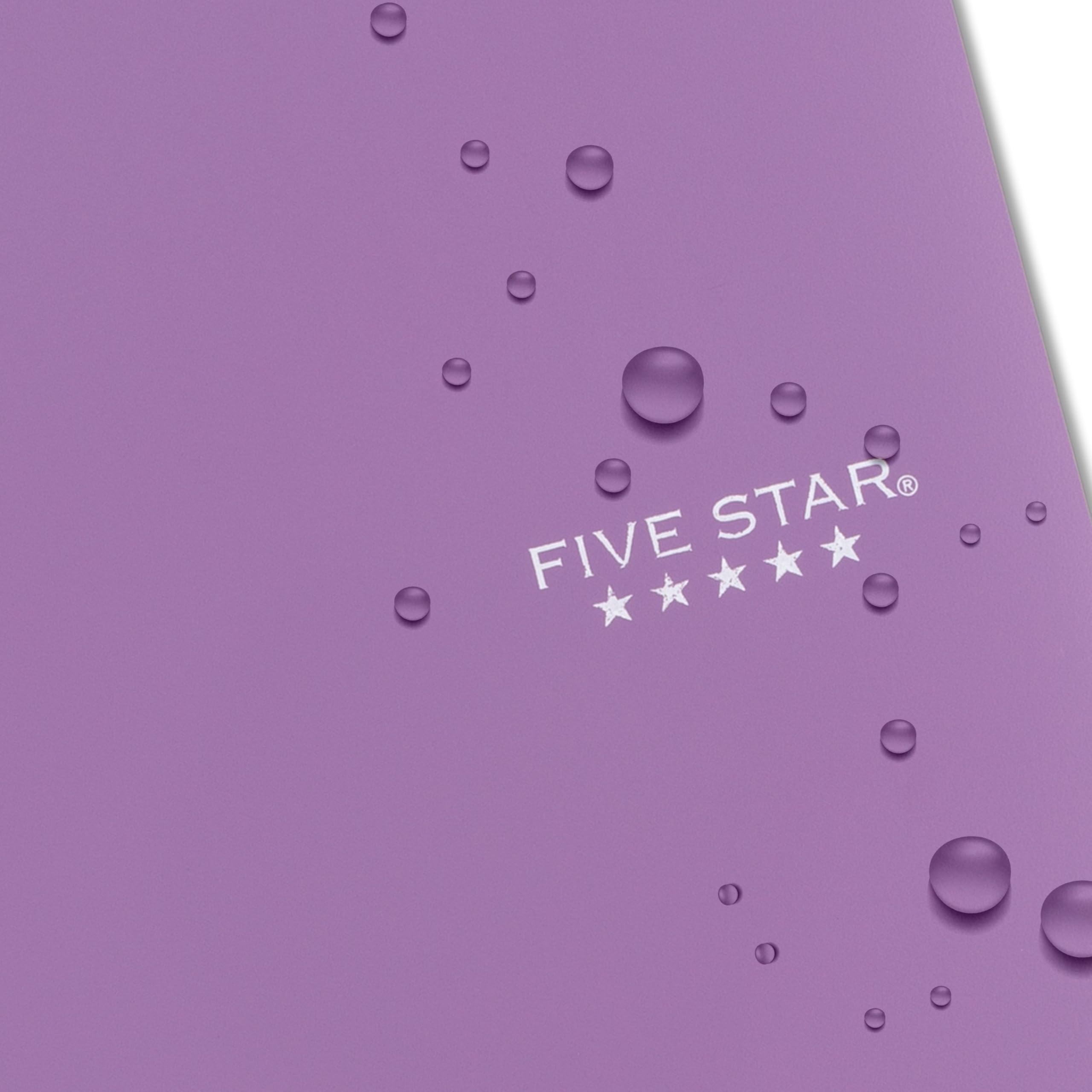 Five Star Spiral Notebook + Study App, 3 Subject, Wide Ruled Paper, 8" x 10-1/2", 150 Sheets, Fights Ink Bleed, Water Resistant Cover, Amethyst Purple (38737)