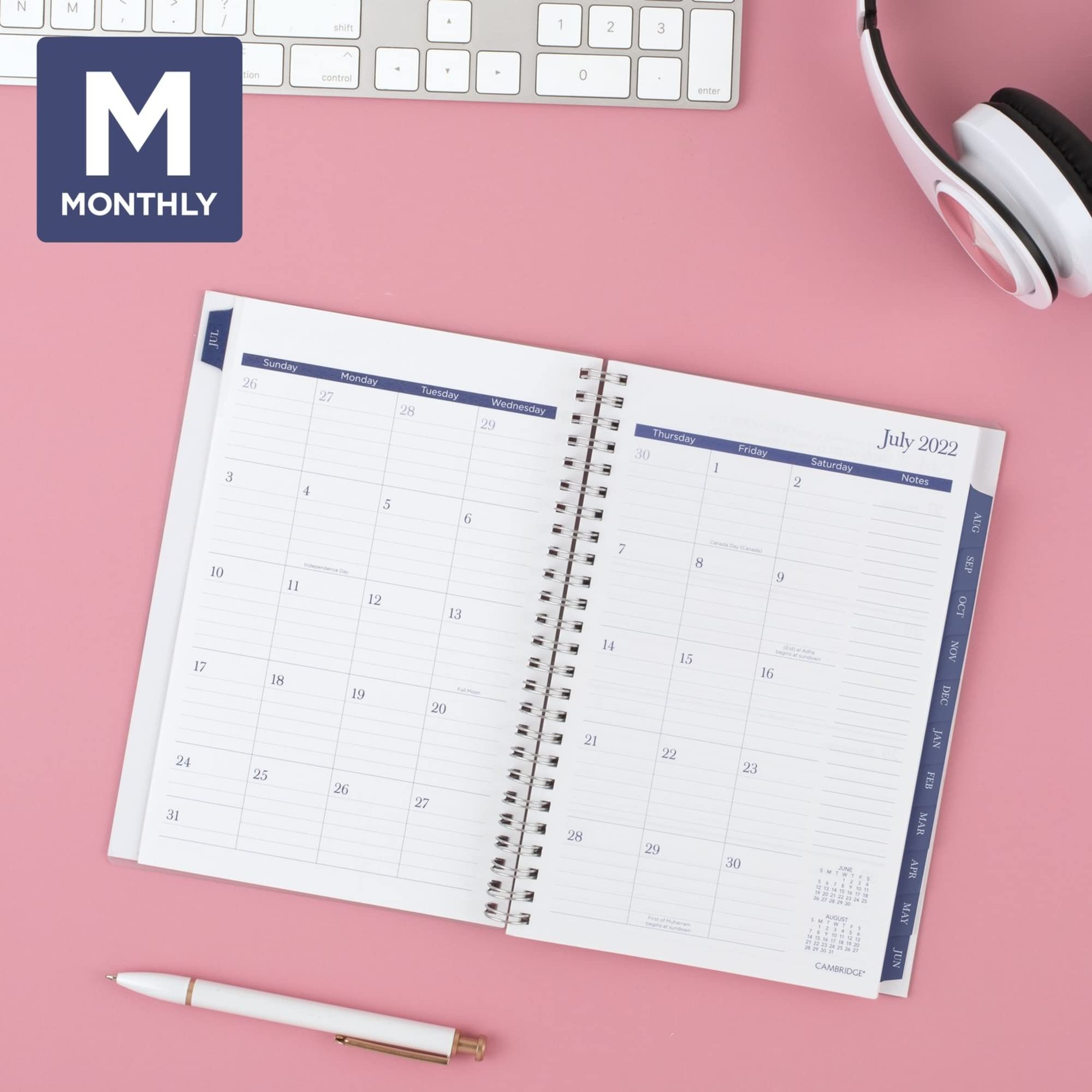 Cambridge 2022-2023 Planner, Weekly & Monthly Academic, 5-1/2" x 8-1/2", Small, Joyful Floral (1619-200A)