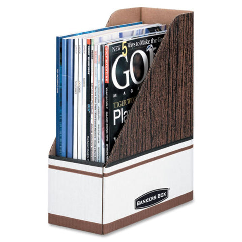 Bankers Box Magazine File Holders, Oversized Letter, Wood Grain, 12 Pack (07224)