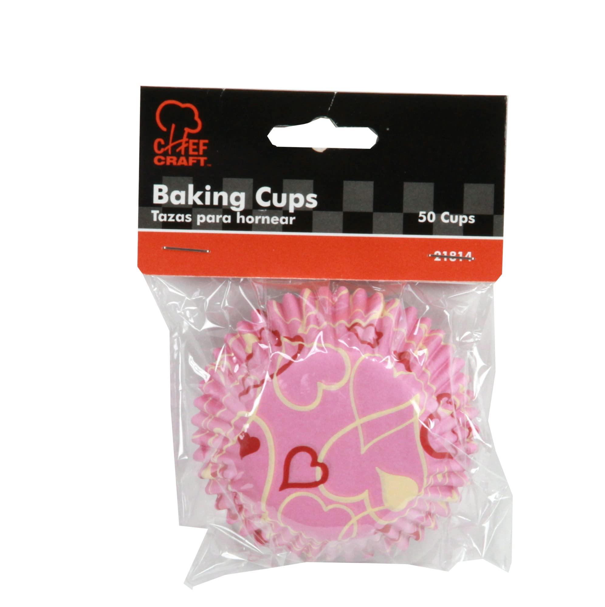 Chef Craft Paper Patterned Cupcake Liners, 50 count, Pink/White/Red
