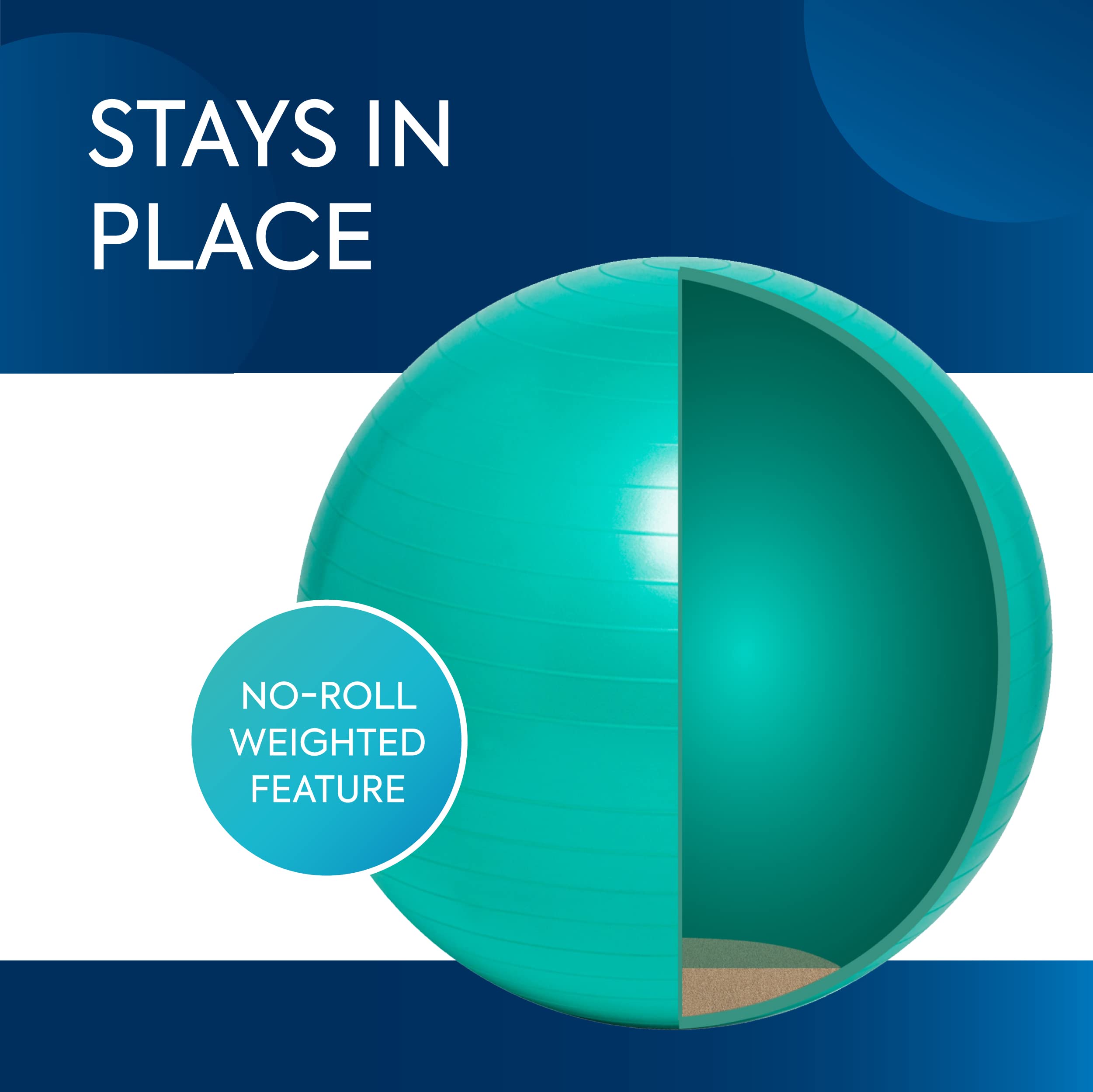 Bouncyband Medium Balance Ball, Green – Create Flexible Seating to Improve Focus in the School, Office, or Home with This No-Roll – 21.6” (55cm) Ball for People Between 5’-5’6 Tall