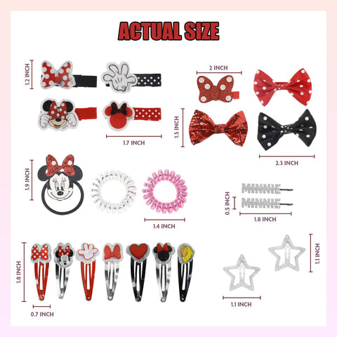 Disney Minnie Mouse Hair Accessories Set for Kids, Perfect for Parties, Sleepovers and Makeovers, Ages 3+, By Townley Girl