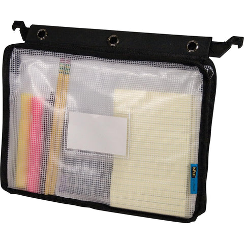 Expanding Zipper Pouch, Clear/Black - 13 in x 11.5 in x 1.25 in