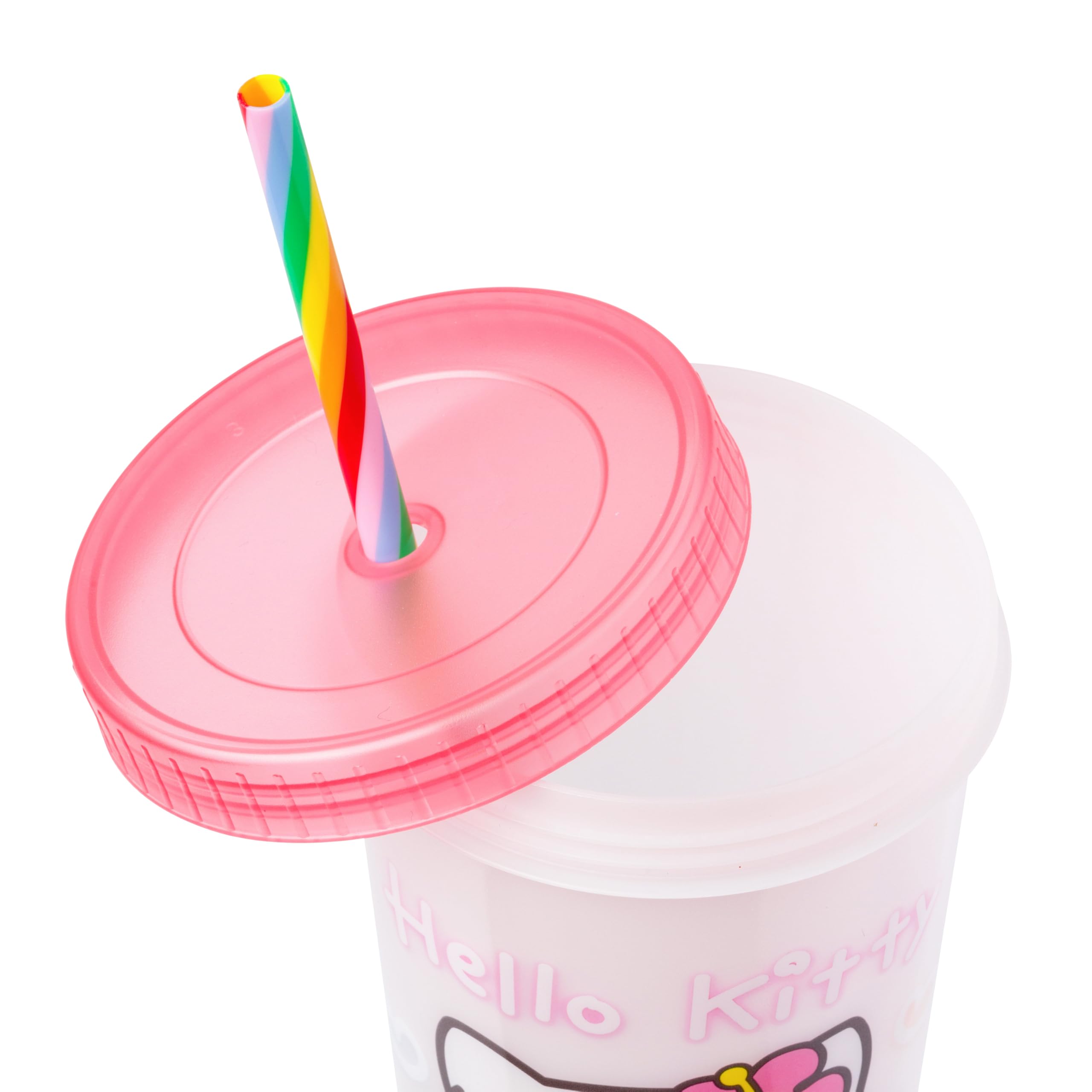 Silver Buffalo Sanrio Hello Kitty and Friends Kogyaru 4 Pack Color Change Plastic Tumblers Featuring Hello Kitty, Cinnamoroll, My Melody, and Kuromi, 24 Ounces