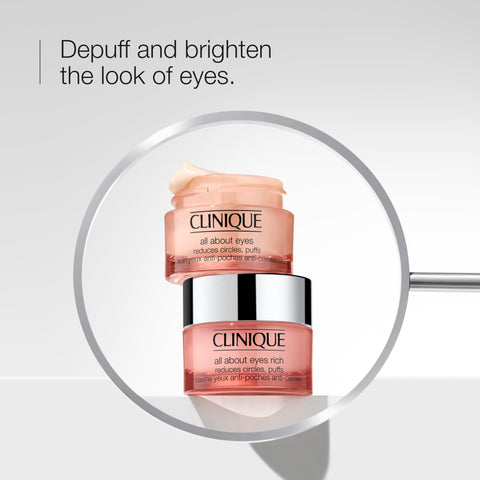 Clinique All About Eyes Lightweight Eye Cream With Vitamin C | Hydrating, Brightening, Depuffing + Dark Circle Reducing, Mini Travel Size, 0.5 Ounce