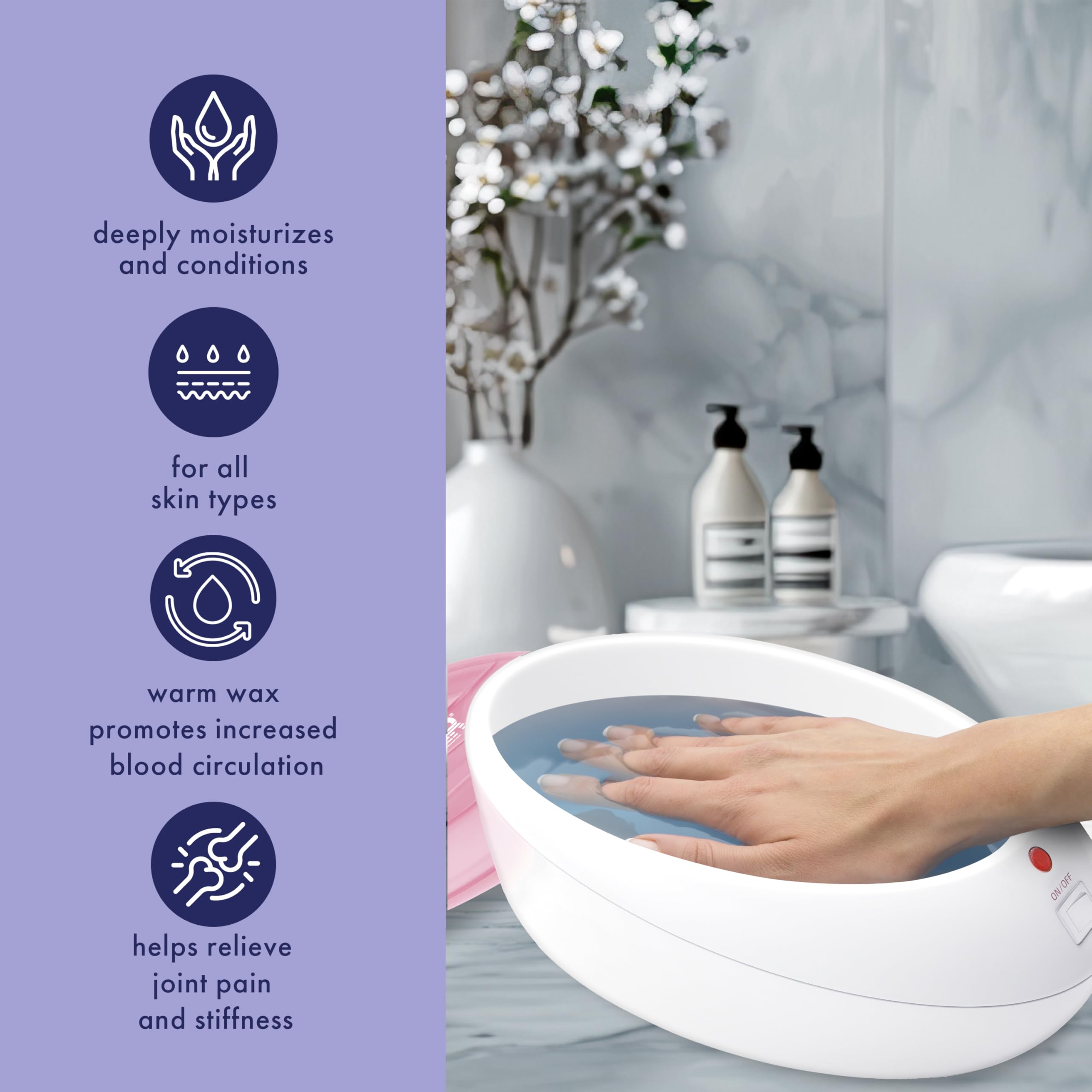 True Glow by Conair Paraffin Wax Machine for Hand and Feet - Paraffin Bath for Hands - Includes 1lb. Moisturizing Paraffin Wax - Pink
