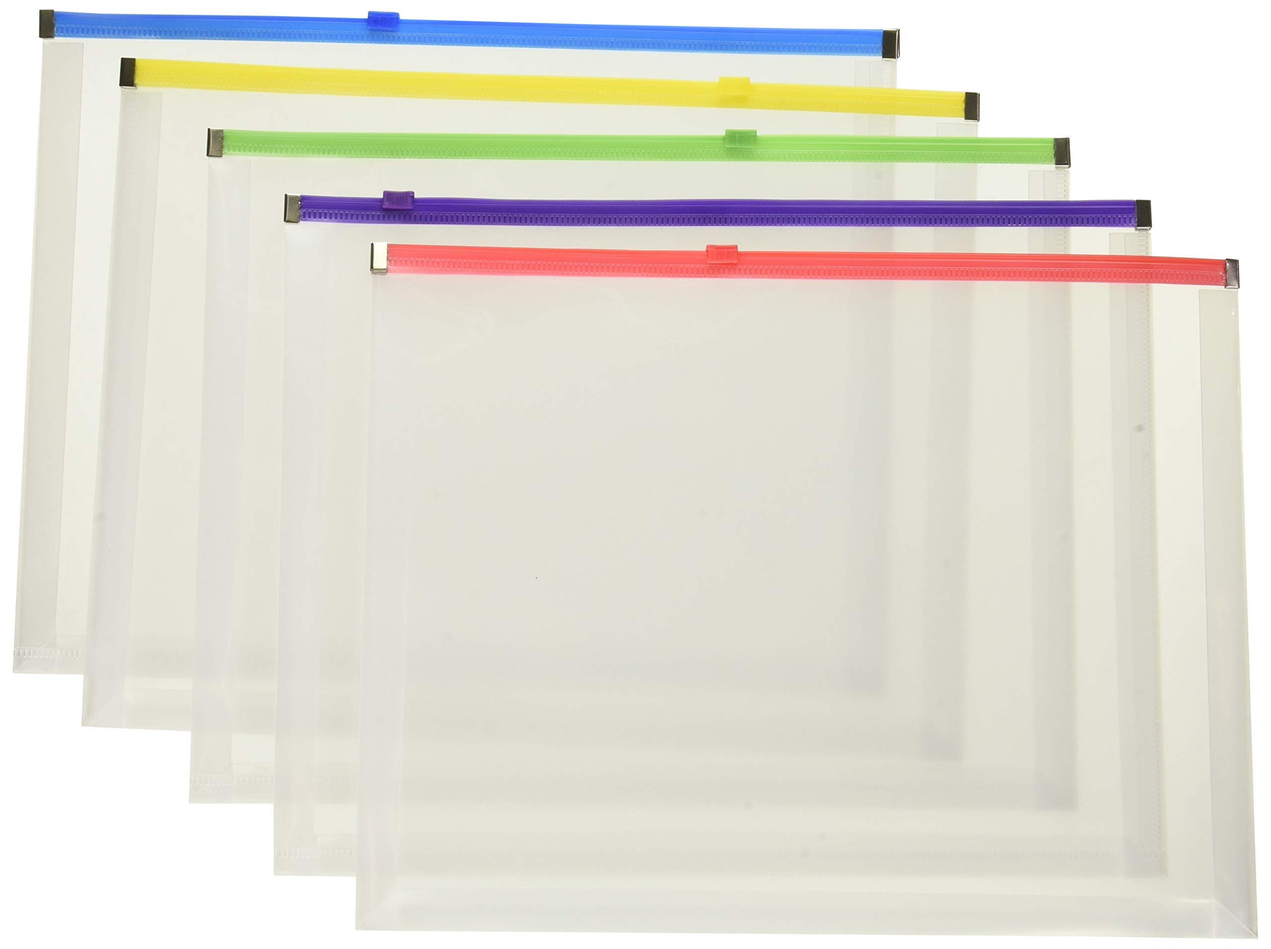 Pendaflex Poly Zip Envelope, 10 X 13, Open Side, Assorted, 5/Pack (1)