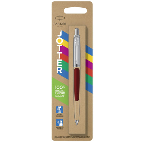 Parker Jotter Originals Ballpoint Pen, Classic Red Finish, Medium Point, Blue Ink, 1 Count - Smooth Writing, Sleek, Polished, Professional, Desk Essentials