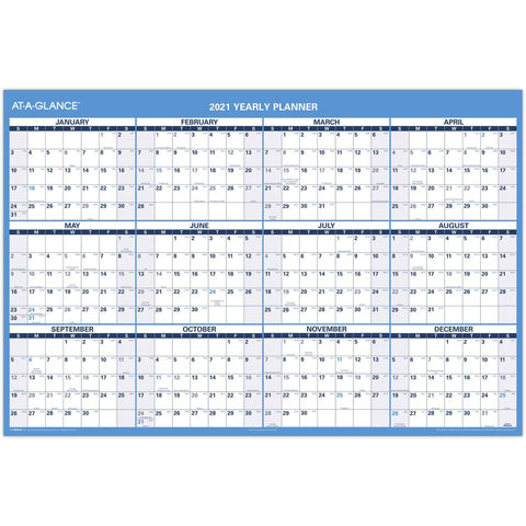 2021 Erasable Calendar, Dry Erase Wall Planner by AT-A-GLANCE, 48" x 32", Jumbo, Horizontal, Reversible for Planning Space, 48" x 32" (PM3002821)