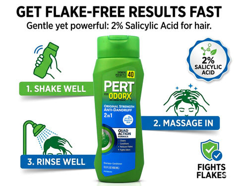 Pert Anti-Dandruff 2 in 1 Shampoo and Conditioner - Advanced Shampoo Conditioner with 2 Percent Salicylic Acid - Dandruff Shampoo with Zinc - 13.5 oz