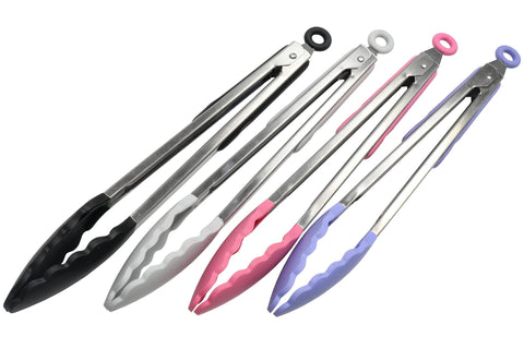 Chef Craft Premium Silicone Cooking Tongs, 12 inch, Gray