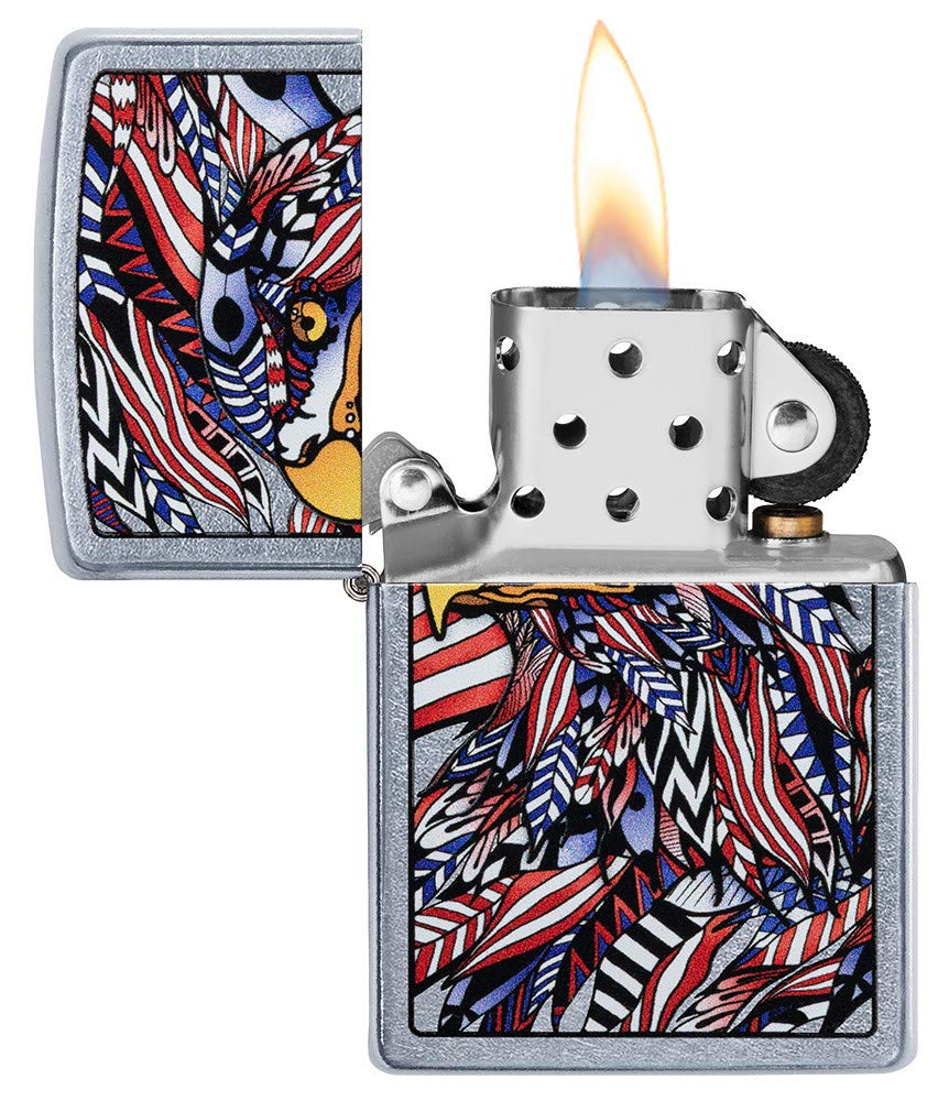 Zippo American Eagle Design Street Chrome Pocket Lighter