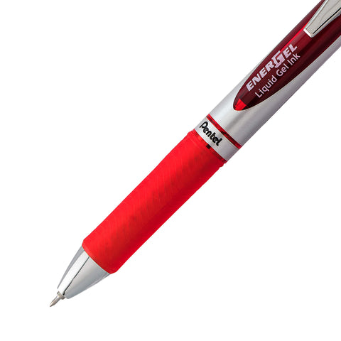 Pentel Gel Ink Pen, EnerGel RTX Retractable Gel Pen, (0.3mm) Needle Tip, Extra Fine Point, Red Ink, 2 Pk (BLN73BP2B)