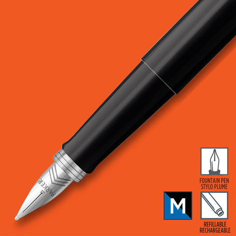 Parker Jotter Originals Fountain Pen, Classic Finish, Medium Nib, Blue & Black Ink