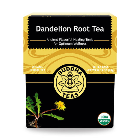 Organic Dandelion Root Tea – 18 Bleach-Free Tea Bags – Caffeine-Free Tea with a Rich, Earthy Taste, Natural Source of Vitamins, Minerals, and Antioxidants, Kosher, GMO-Free