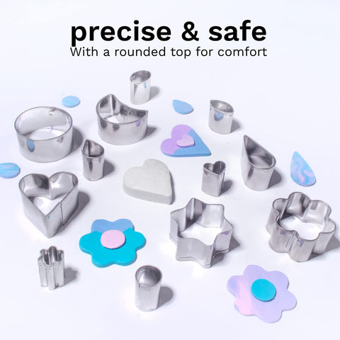 DAS Modelling Tools Metal Cutters - 12pc Assorted Clay Cutter Set for All Artists - Air Hardening Clay and Polymer Clay Cutters - Easy to Clean Durable Mini Clay Cutters in Various Shapes