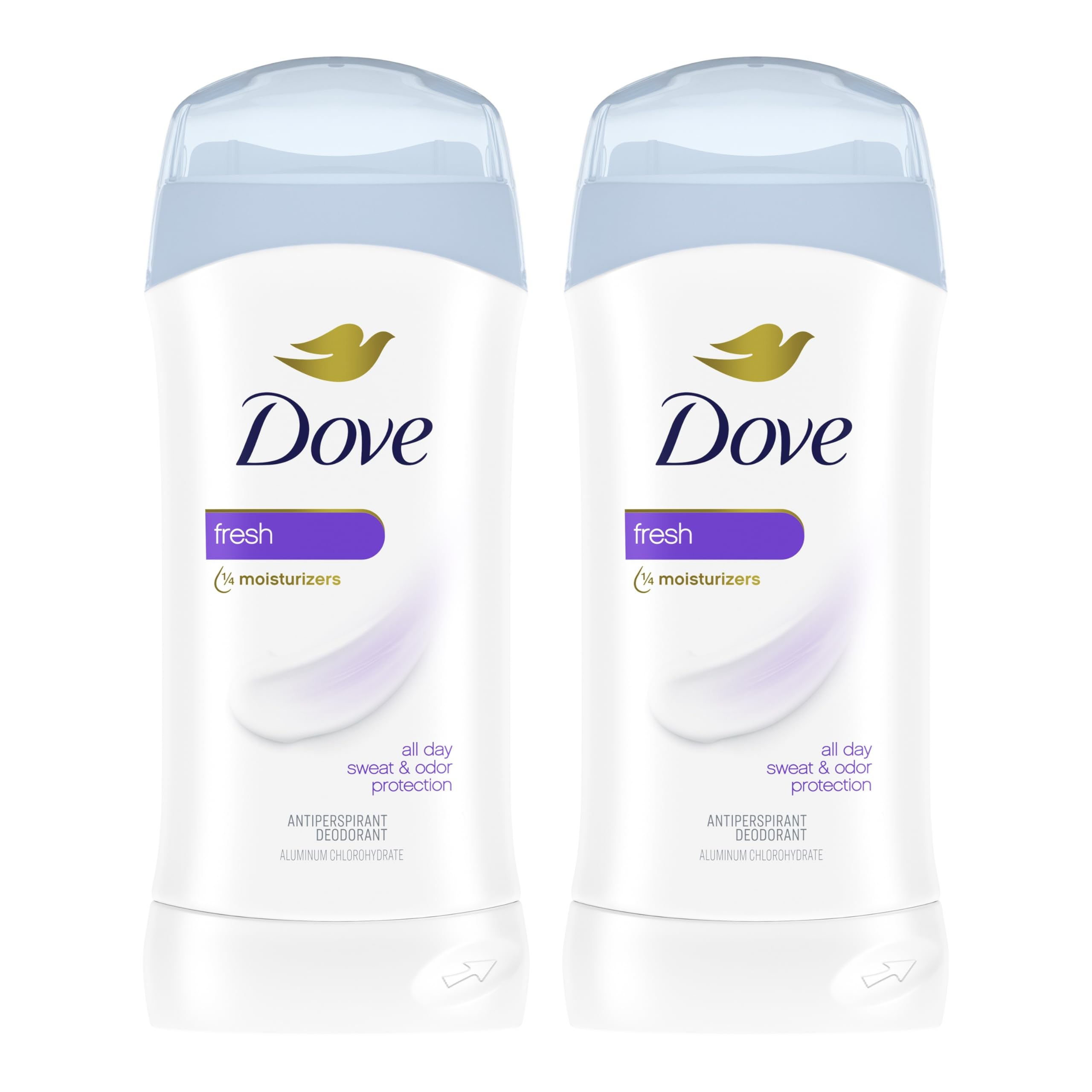 Dove Invisible Solid Antiperspirant Deodorant Stick 2 Count Fresh for Women, For All Day Underarm Sweat & Odor Protection 2.6 oz